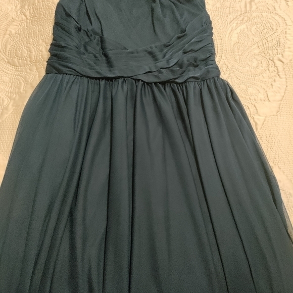 Nwt David's Bridal Long Mesh One Shoulder Maxi Dress In Marine Size 10 - Picture 9 of 9